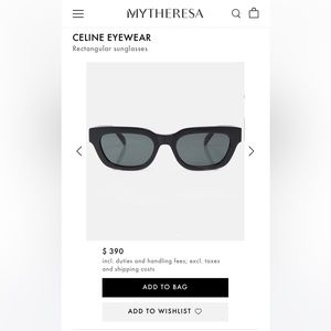 Celine Rectangular Cat Eye Sunglasses